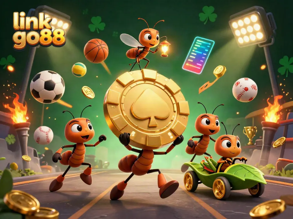 Engage with the exciting heist scene of ants and sports elements in a vibrant gaming world at link go88.