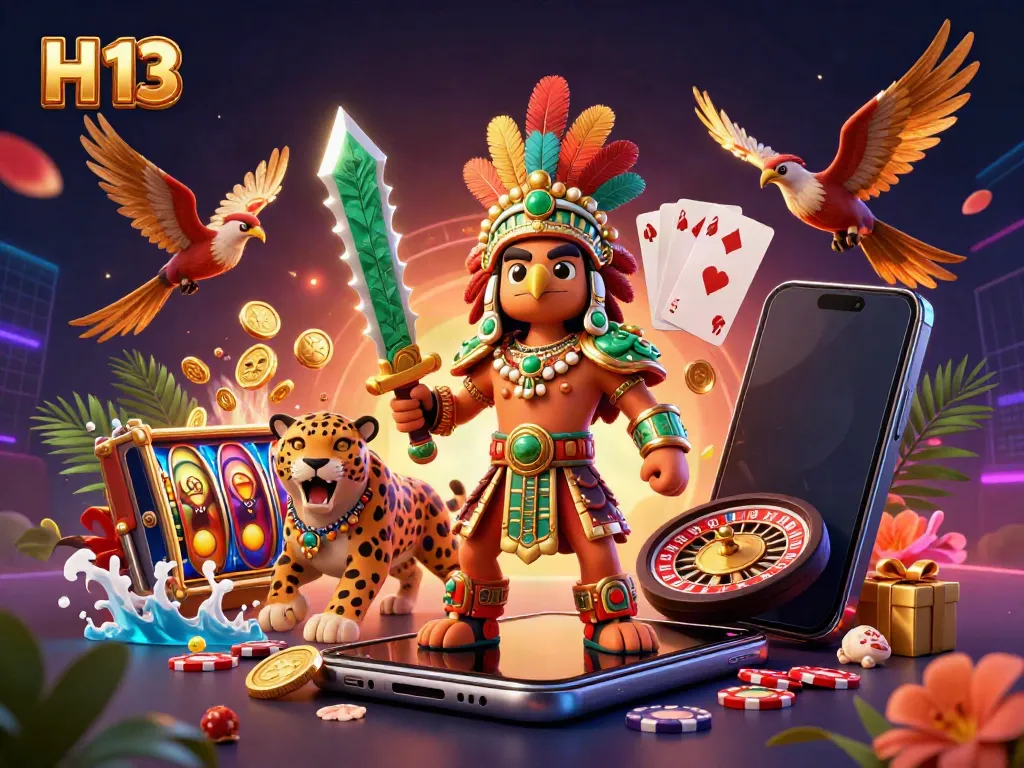 Experience thrilling gameplay with H 13 as Aztec warriors explore vibrant casino adventures.