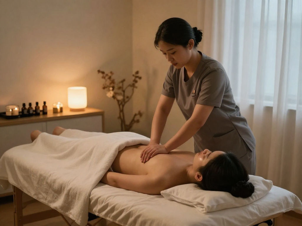 Professional massage therapy session for 하남출장안마 in a calming home environment