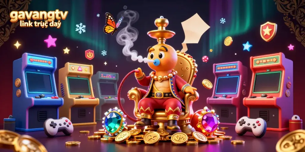 Enjoy live sports betting action with gavangtv link trực tiếp and colorful gaming elements in a vibrant 3D scene.