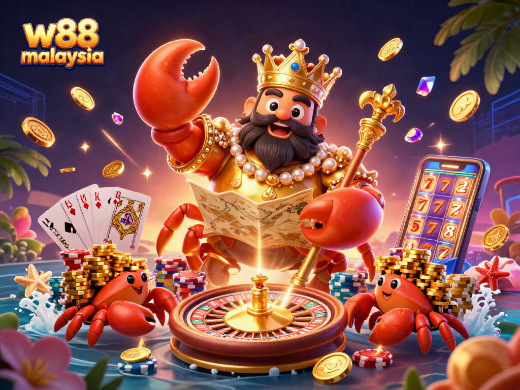 Engage with w88 malaysia's vibrant casino offerings featuring golden crab empire and stunning gaming elements.