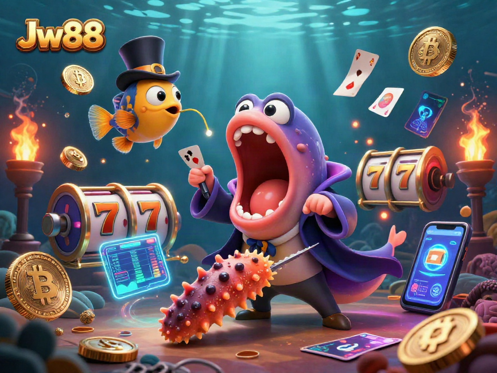 Experience Jw88 action with vibrant casino elements, featuring a magical deep-sea scene.