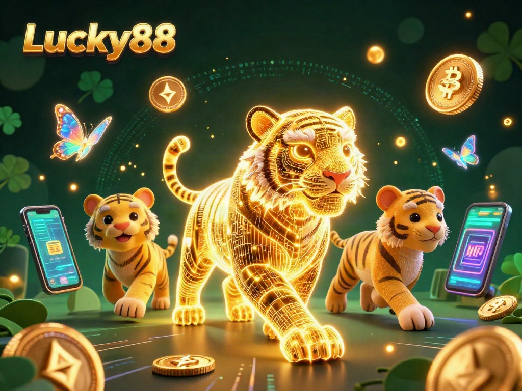 Engage with Lucky88 and unleash your luck in this vibrant casino adventure illustration.