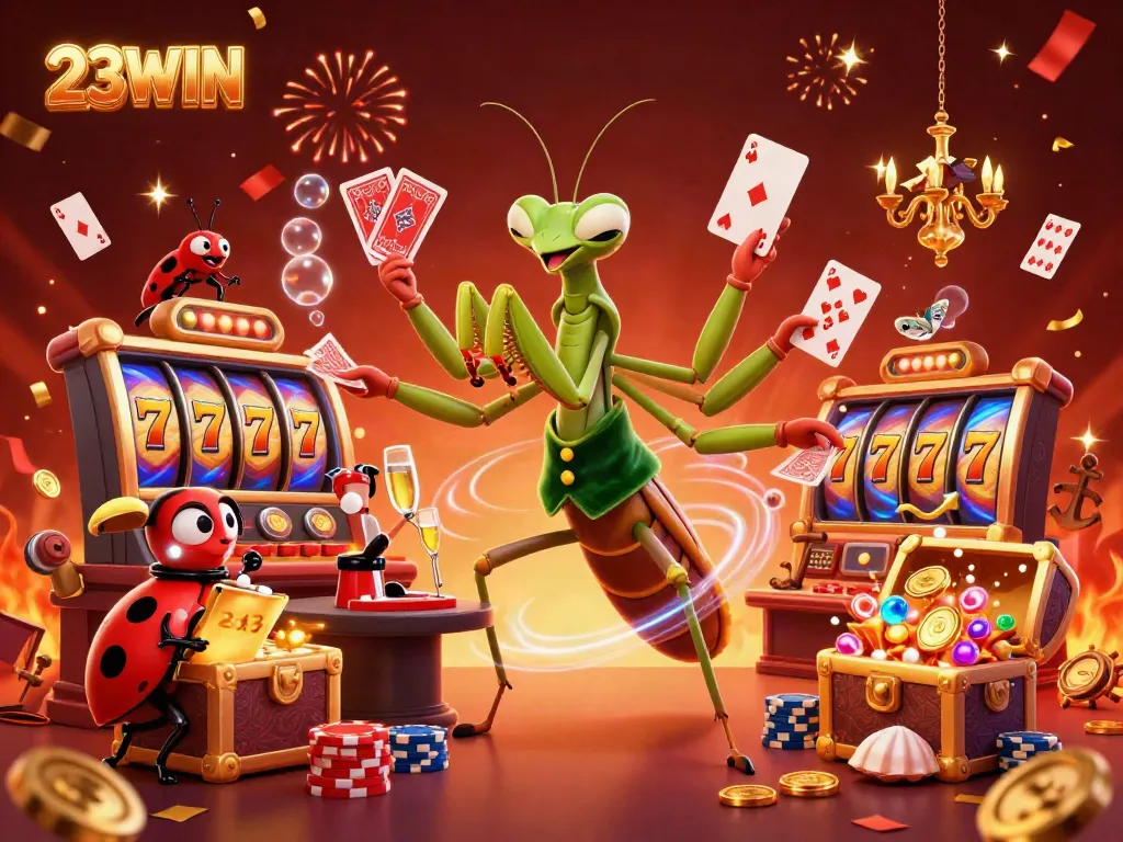 Engage in thrilling gameplay at 23WIN with vibrant casino elements and energetic characters.