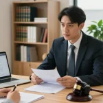 Legal consultation with attorney discussing a weblink case in a bright office